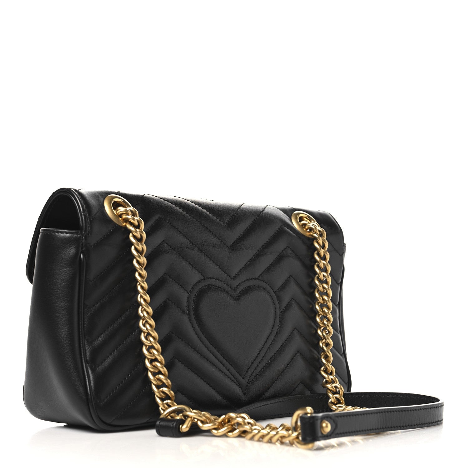 Gucci Calfskin Matelasse Small GG Marmont Shoulder Bag Black 3 of 10