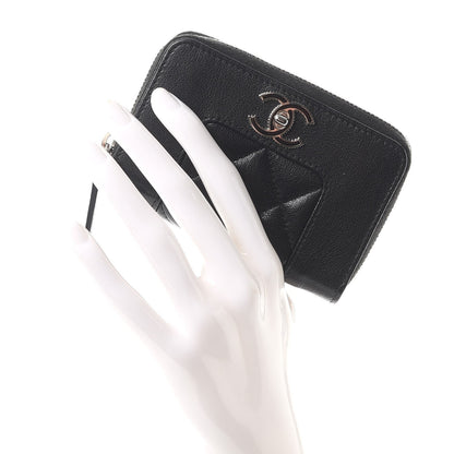 Chanel Sheepskin Quilted Mademoiselle Vintage Zip Coin Purse Black 2 of 8