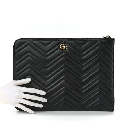 Gucci Calfskin Matelasse GG Marmont Portfolio Clutch Black 2 of 12