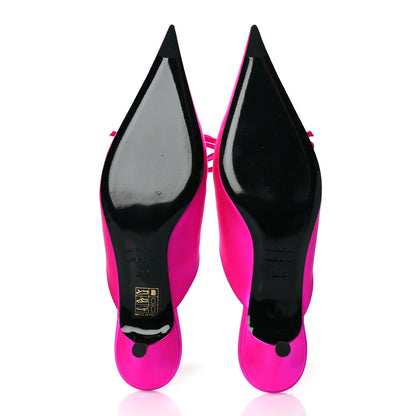 Balenciaga Satin Pointed Toe Knife 40mm Mules 36.5 Rose Fuchsia 6 of 9