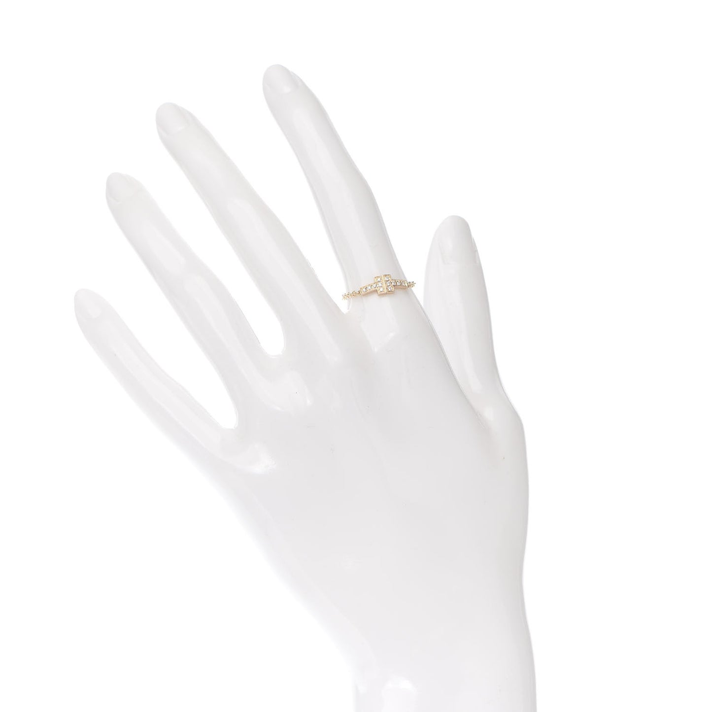 18K Rose Gold Diamond T Chain Ring 52 6