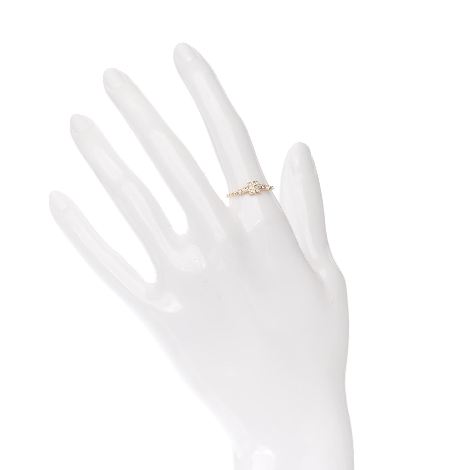 Tiffany 18K Rose Gold Diamond T Chain Ring 52 6 2 of 4
