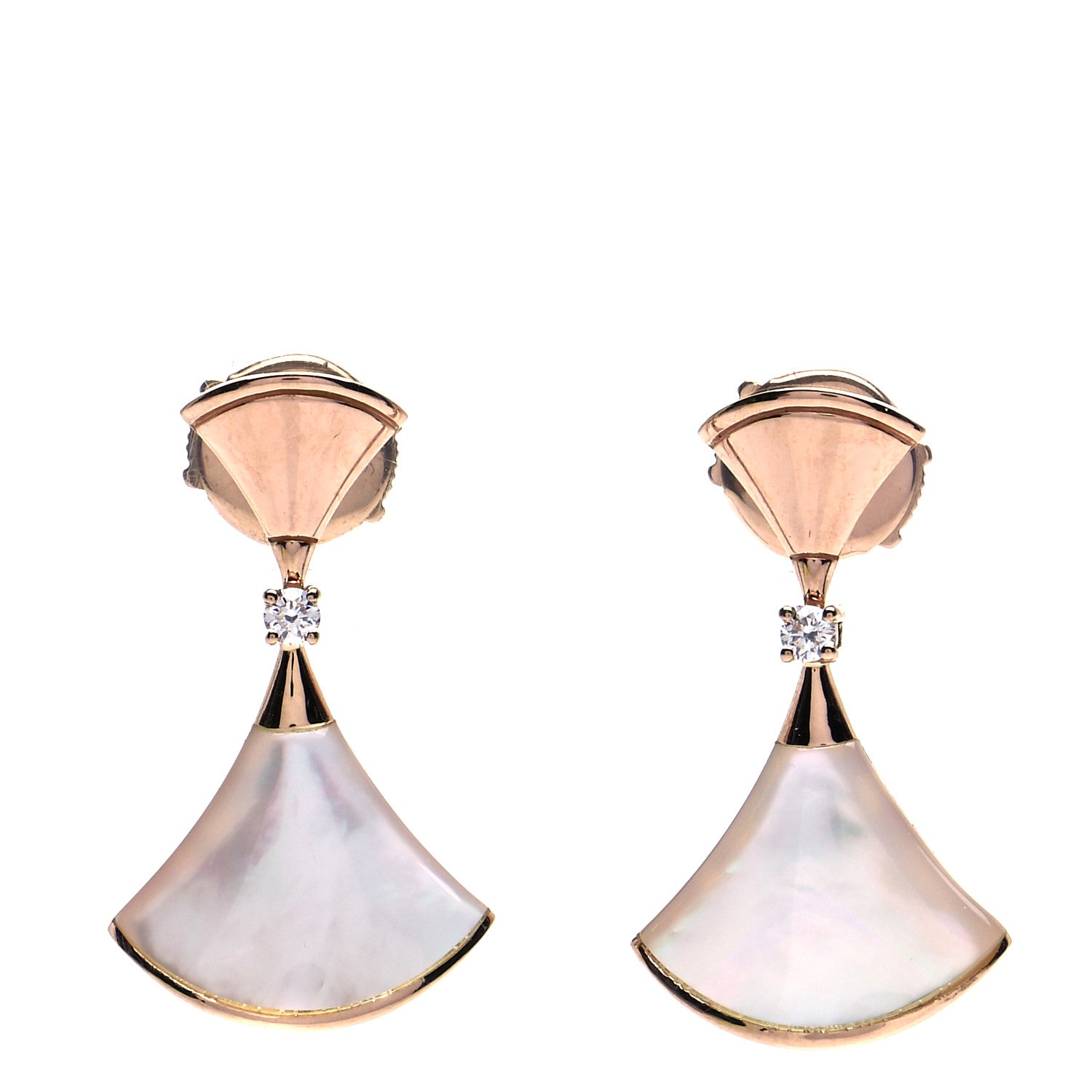 Bulgari 18K Rose Gold Diamond Mother of Pearl Divas' Dream Earrings 1 of 4
