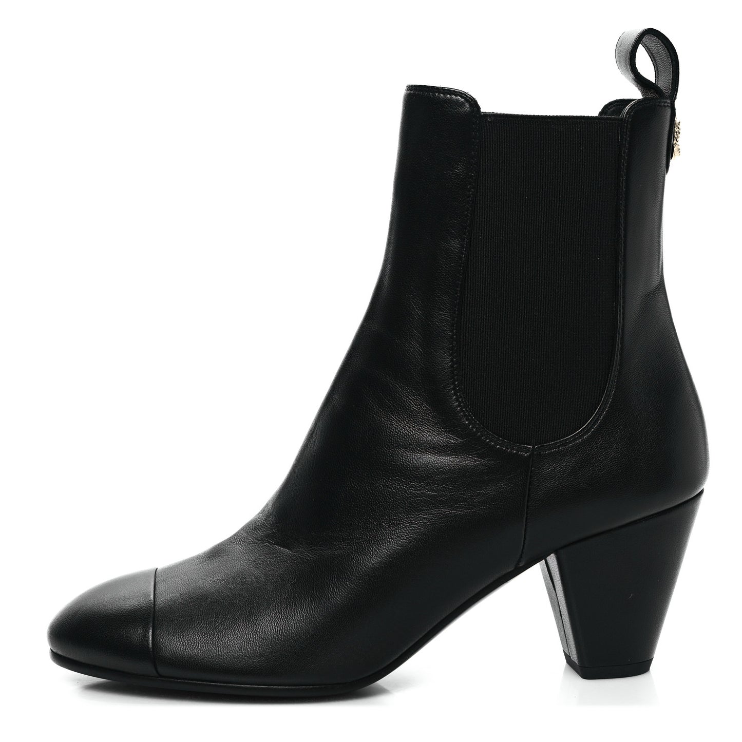 Lambskin Cap Toe CC Short Ankle Boots 39.5 Black