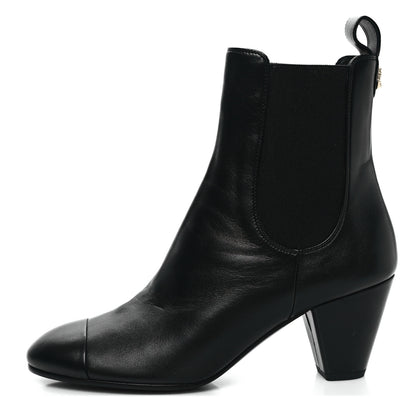 Chanel Lambskin Cap Toe CC Short Ankle Boots 39.5 Black 1 of 7