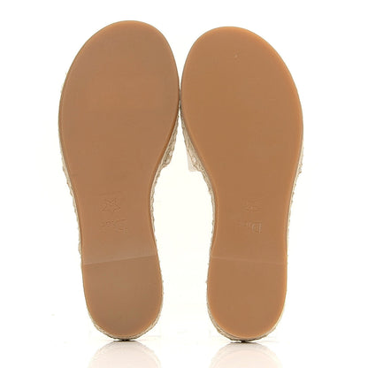 Christian Dior Canvas Embroidered Granville Espadrille Flat Slide Sandals 35 Ivory 6 of 10
