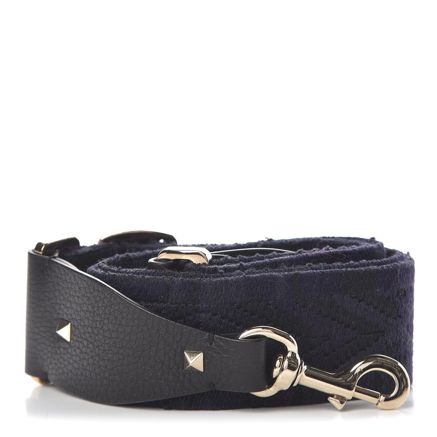Canvas Geometric Embroidered Rockstud Guitar Strap Black Blue