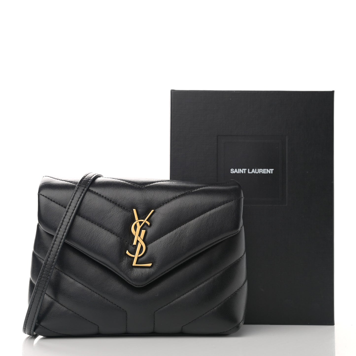 Calfskin Y Quilted Monogram Toy Loulou Crossbody Bag Black
