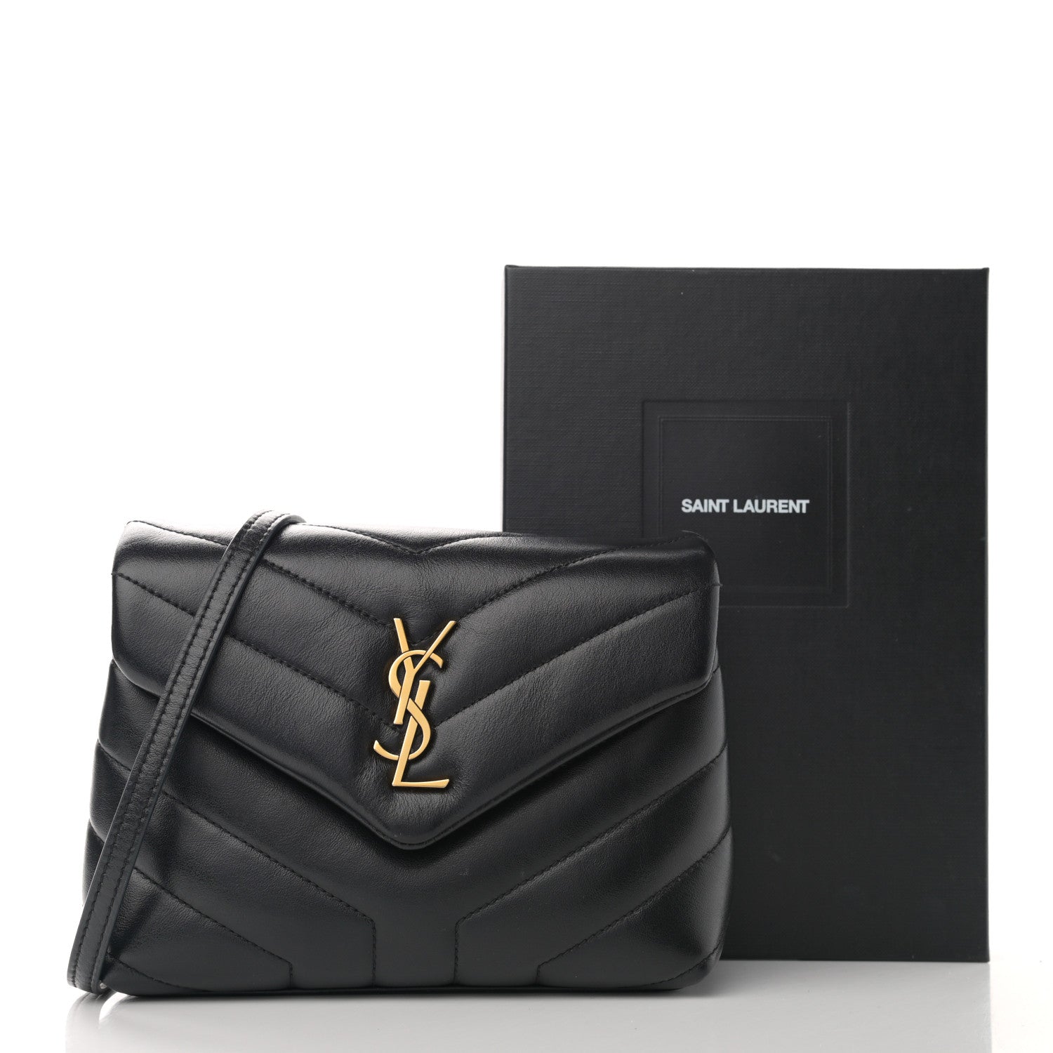 Saint Laurent Calfskin Y Quilted Monogram Toy Loulou Crossbody Bag Black 12 of 12