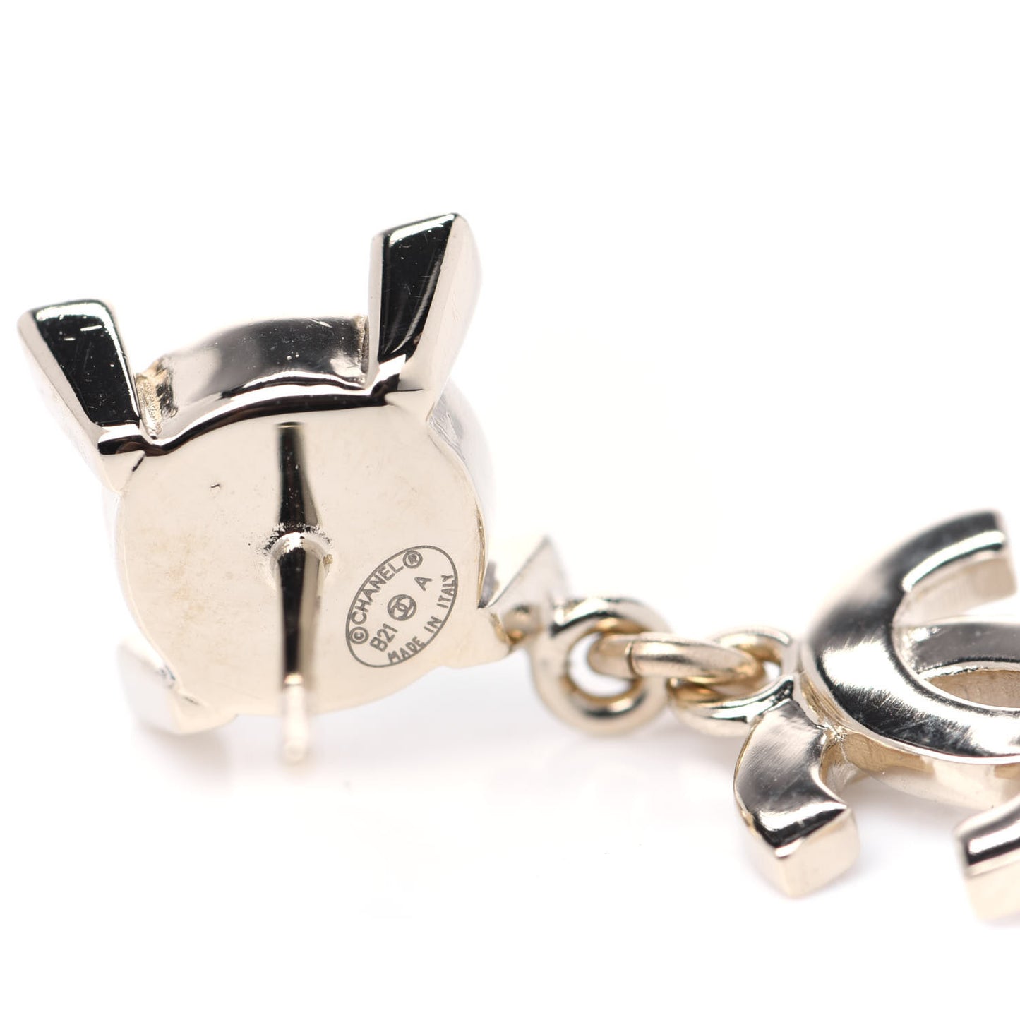 Crystal Pearl CC Drop Earrings Gold