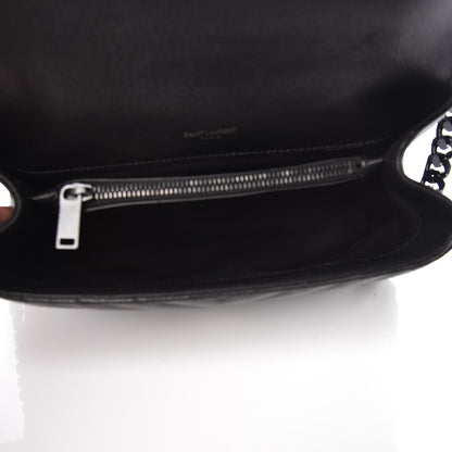 Saint Laurent Sheepskin Matelasse Chevron Monogram Medium College Bag Black 7 of 10