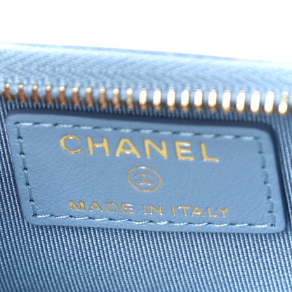 Chanel Lambskin Quilted Zip Around Coin Purse Wallet Light Blue 6 of 10