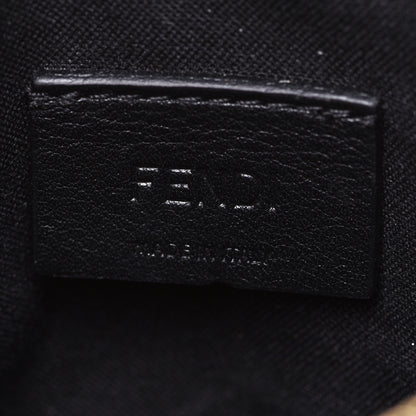 Fendi Glazed Fabric Vitello Century FF 1974 Stamp Patch Medium Cosmetic Case Mogano Panna Black 6 of 10