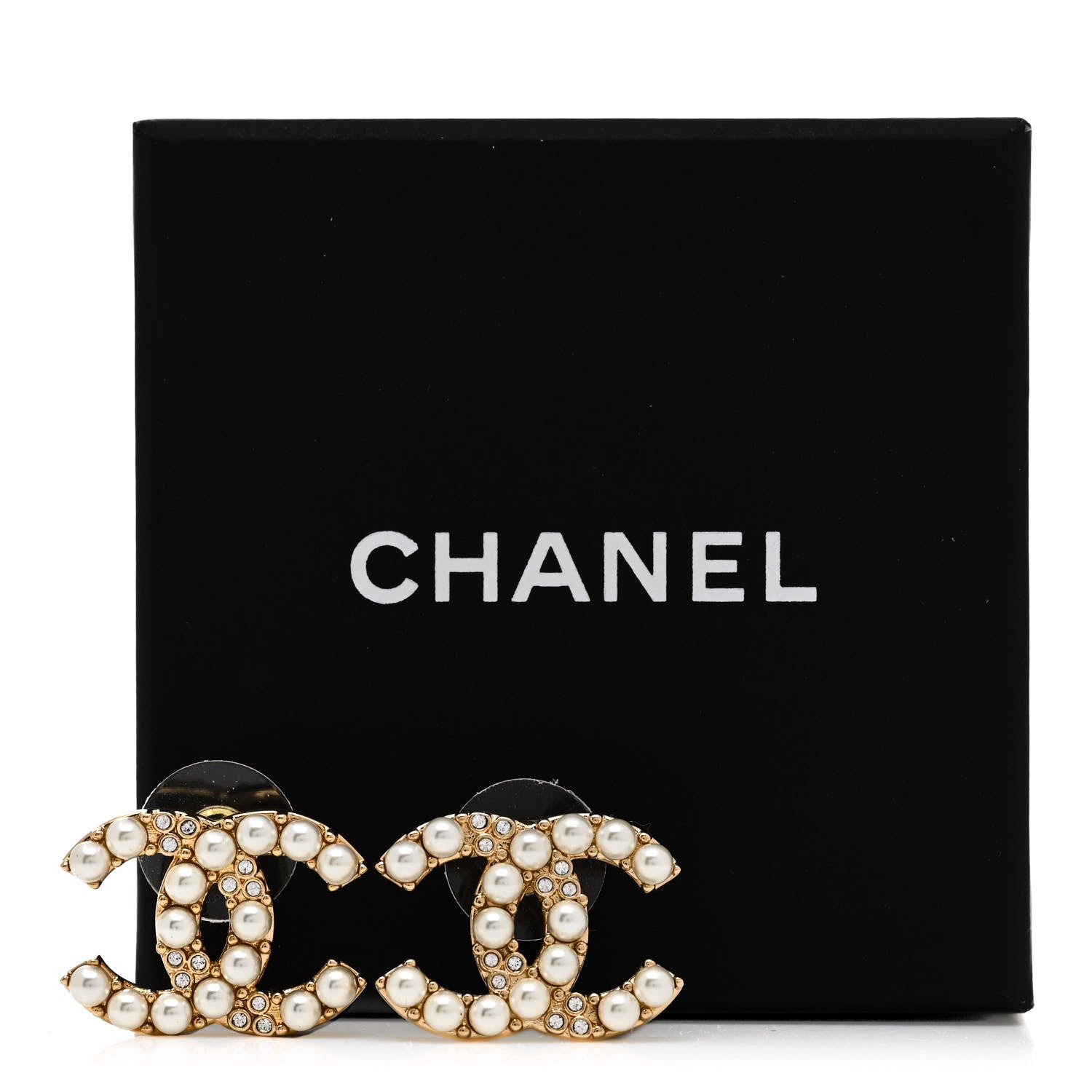 Chanel Pearl Crystal CC Earrings Gold 5 of 5
