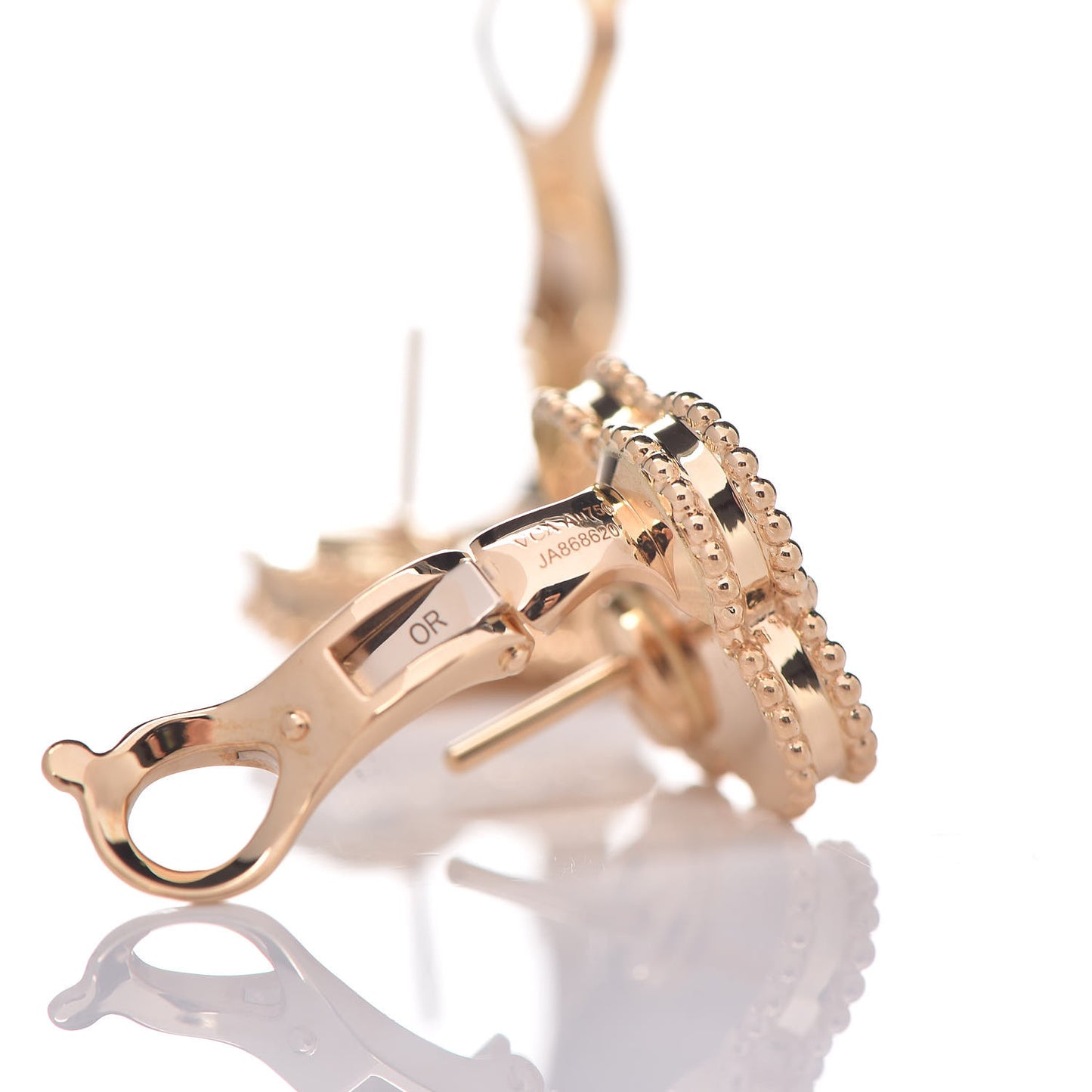 18K Yellow Gold Guilloche Vintage Alhambra Earrings