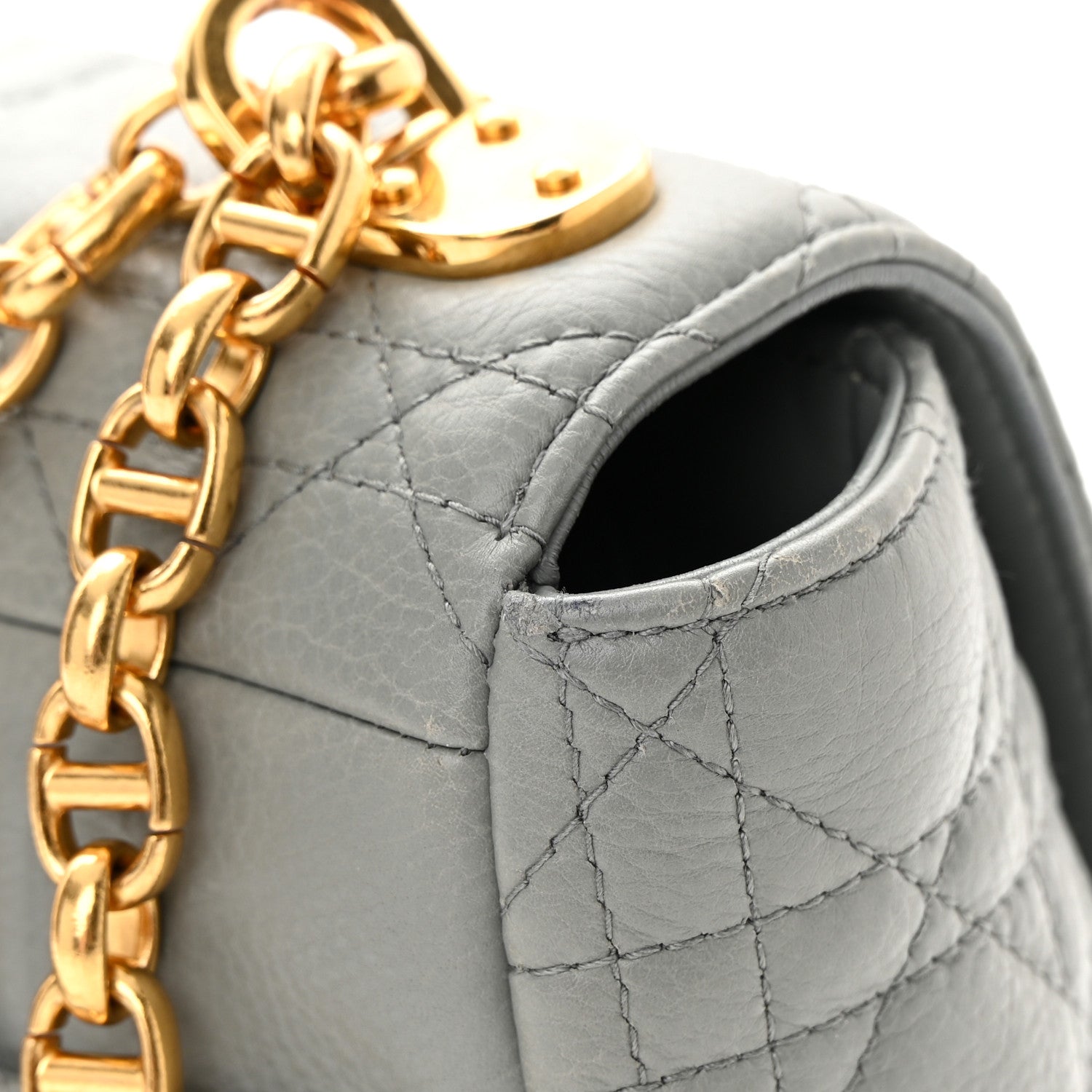 Christian Dior Lambskin Cannage Large Caro Bag Grey 15 of 17