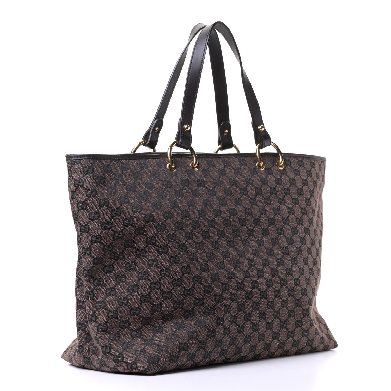 Gucci Monogram Denim Large Tote Brown 2 of 7