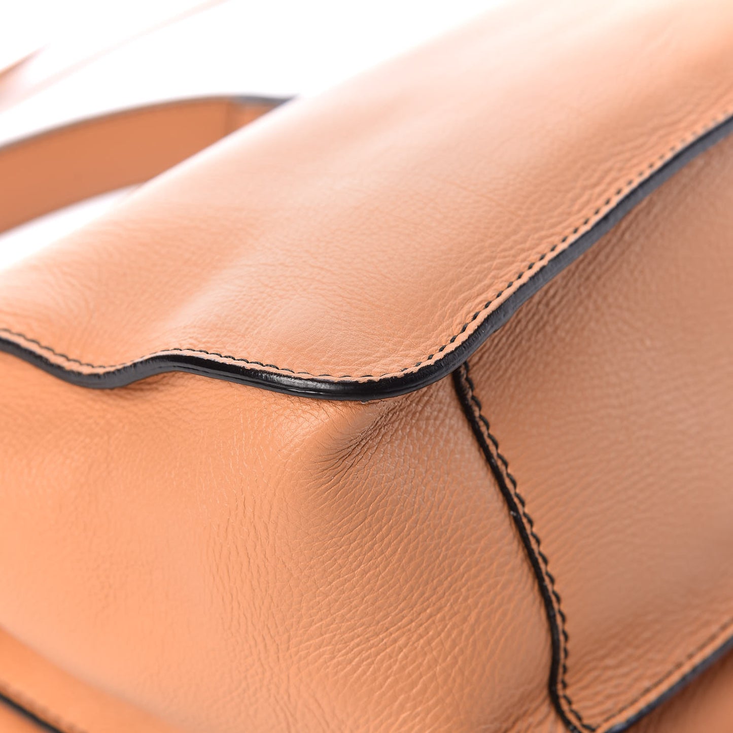 Grained Calfskin Medium Contrast Stitch PS1 Satchel Amber Orange