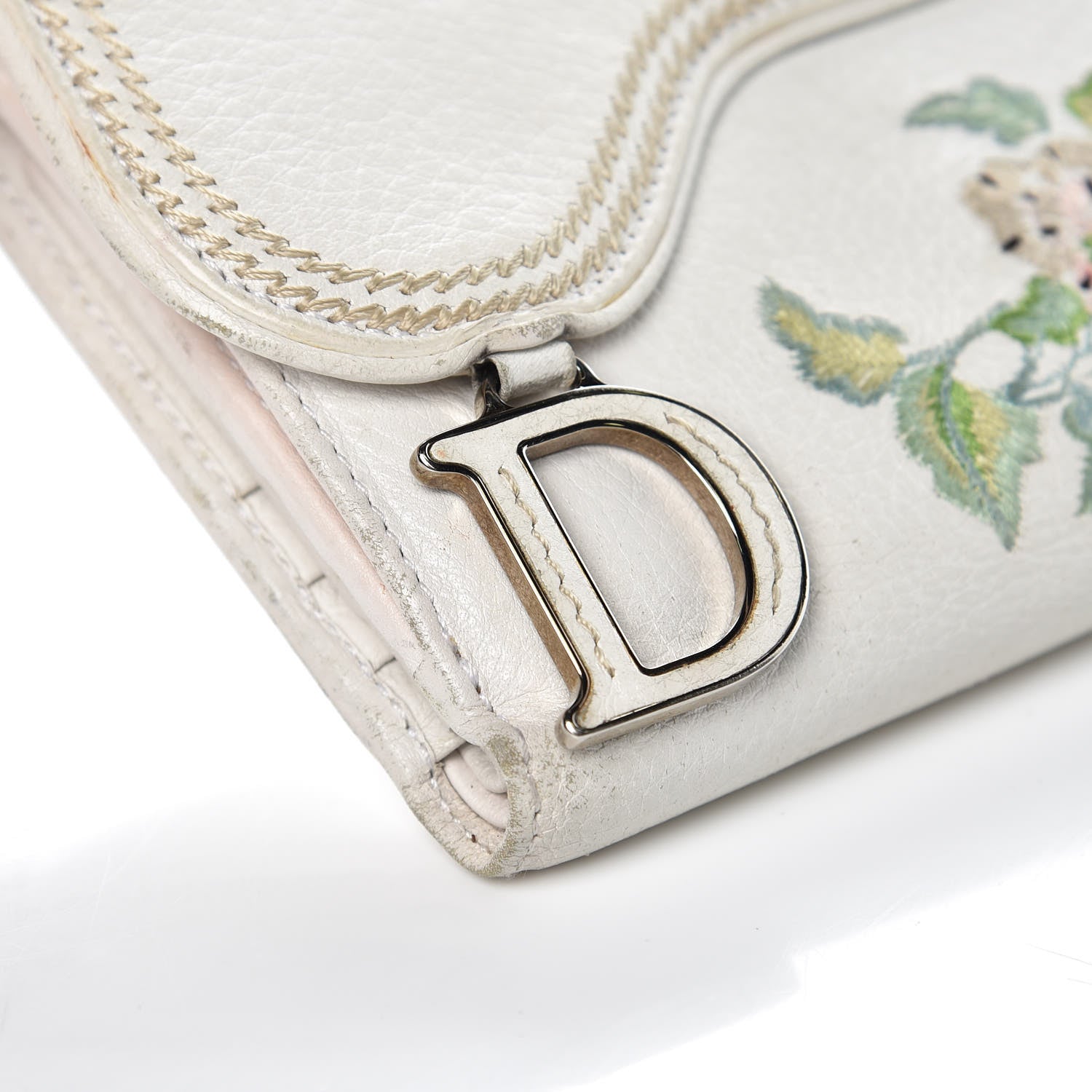 Christian Dior Calfskin Embroidered Romantic Flowers Saddle Christian Dior Calfskin Embroidered Romantic Flowers Saddle