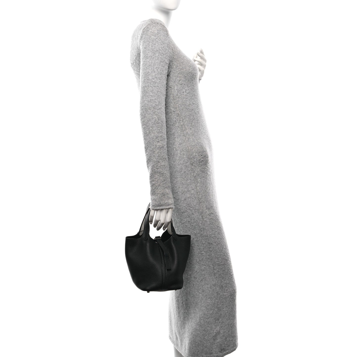 Taurillon Clemence Epsom Eclat Picotin 18 PM Black White