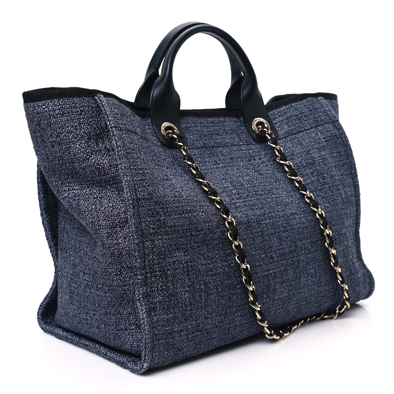 Chanel Woven Straw Raffia Medium Deauville Tote Navy 3 of 10