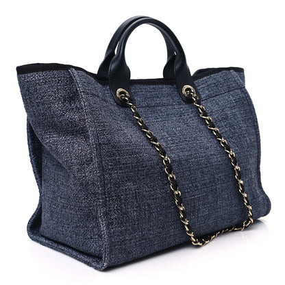 Chanel Woven Straw Raffia Medium Deauville Tote Navy 3 of 10