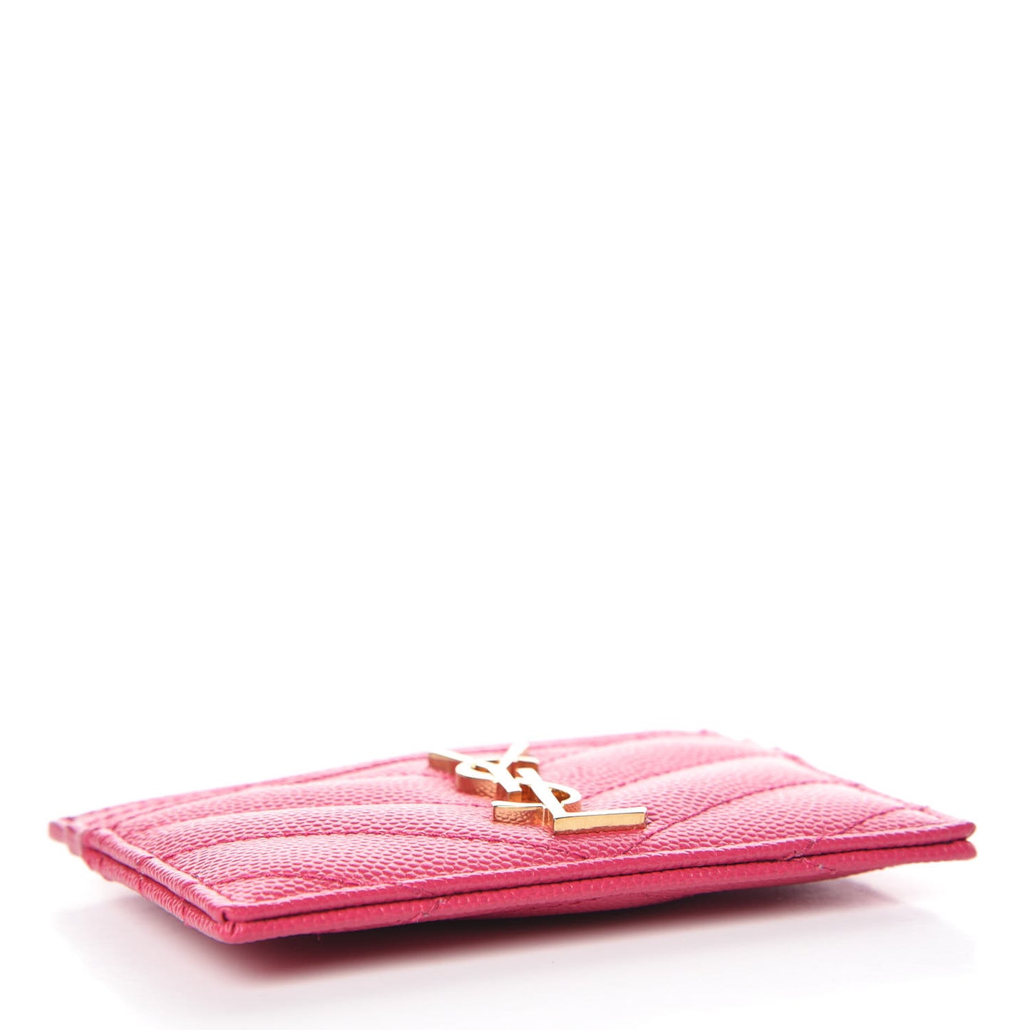 Grain De Poudre Matelasse Chevron Monogram Credit Card Case Fresh Fuxia