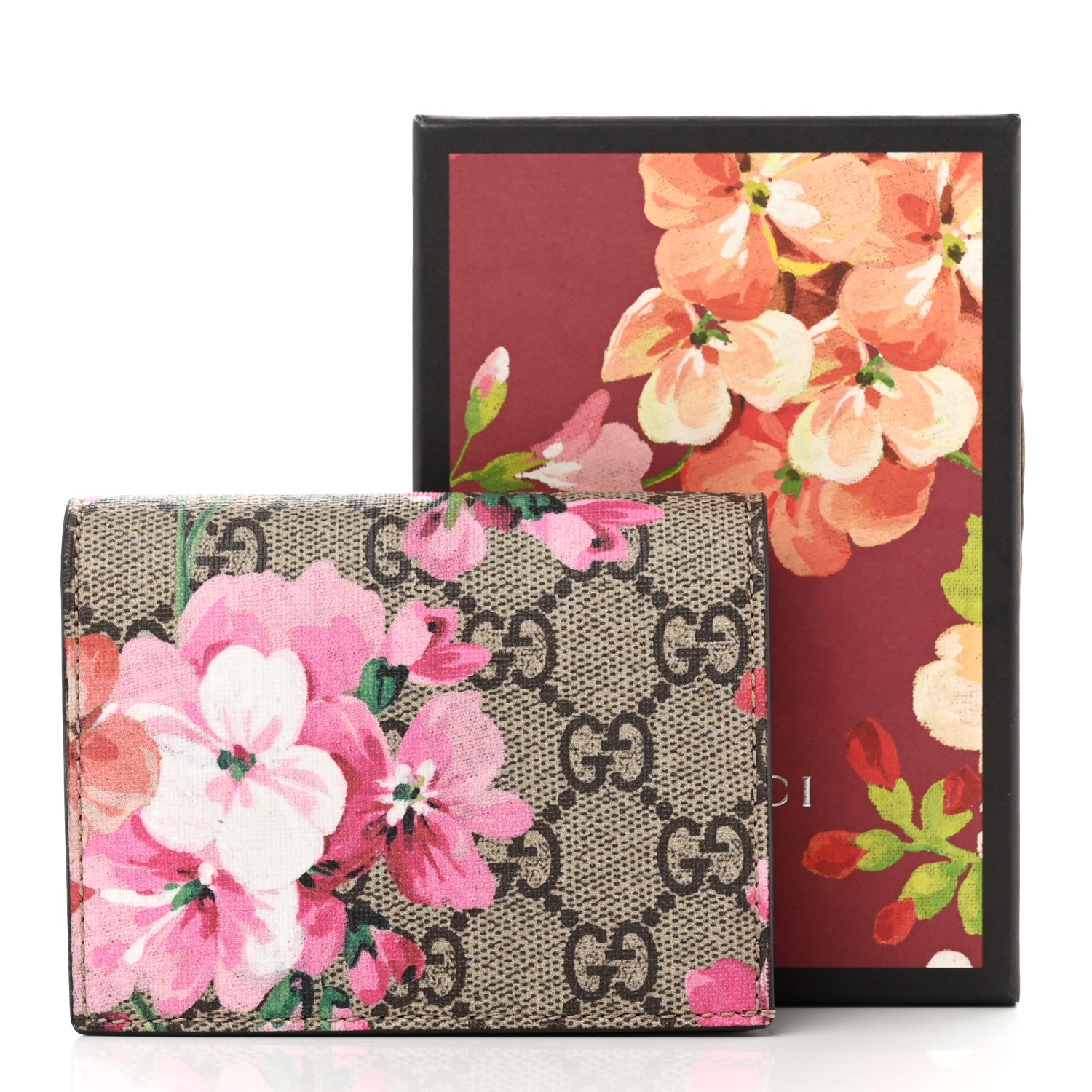 Gucci GG Supreme Monogram Blooms Card Case Beige Multicolor Dry Rose 8 of 8