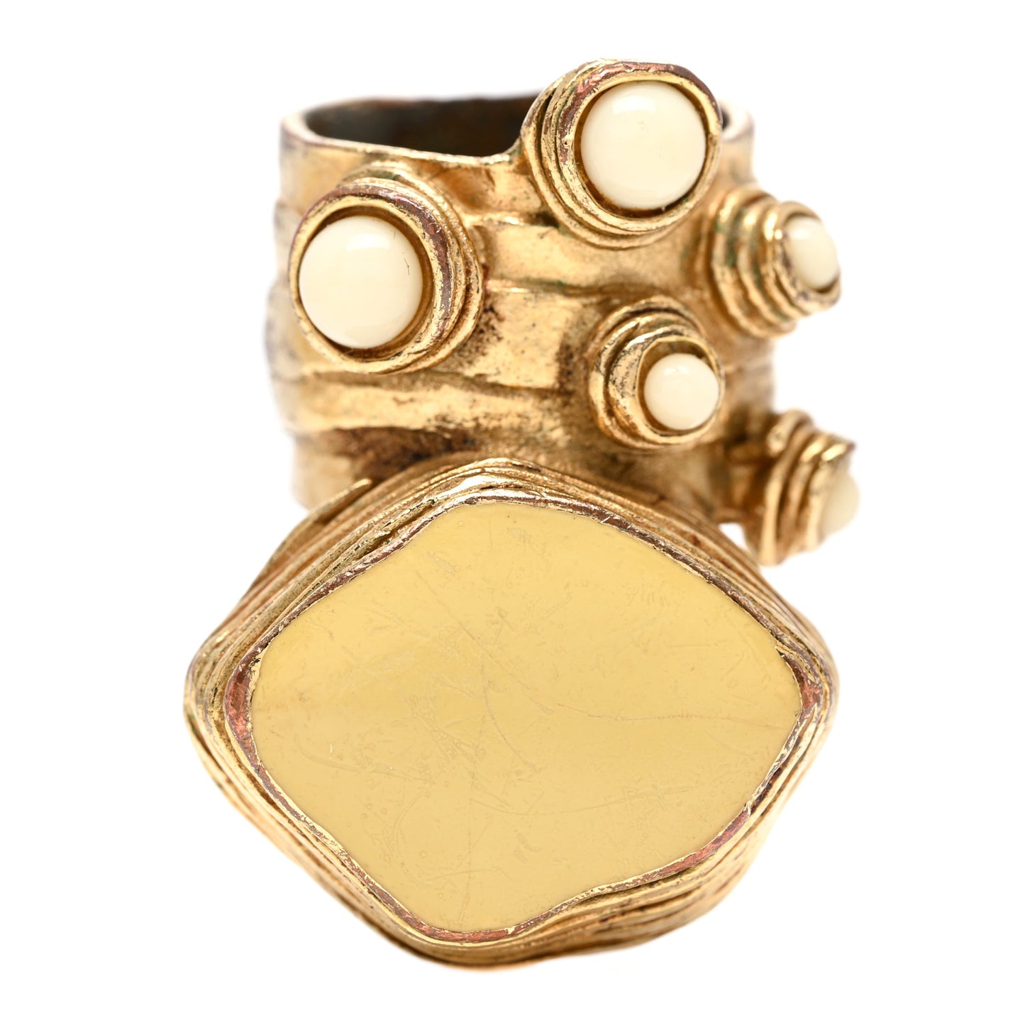 Enamel Arty Ring 49 5 Gold White