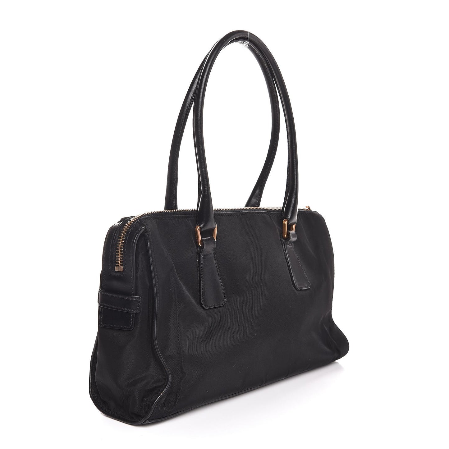 Tessuto Nylon Soft Calfskin Shoulder Bag Black