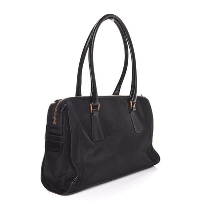 Prada Tessuto Nylon Soft Calfskin Shoulder Bag Black 3 of 7