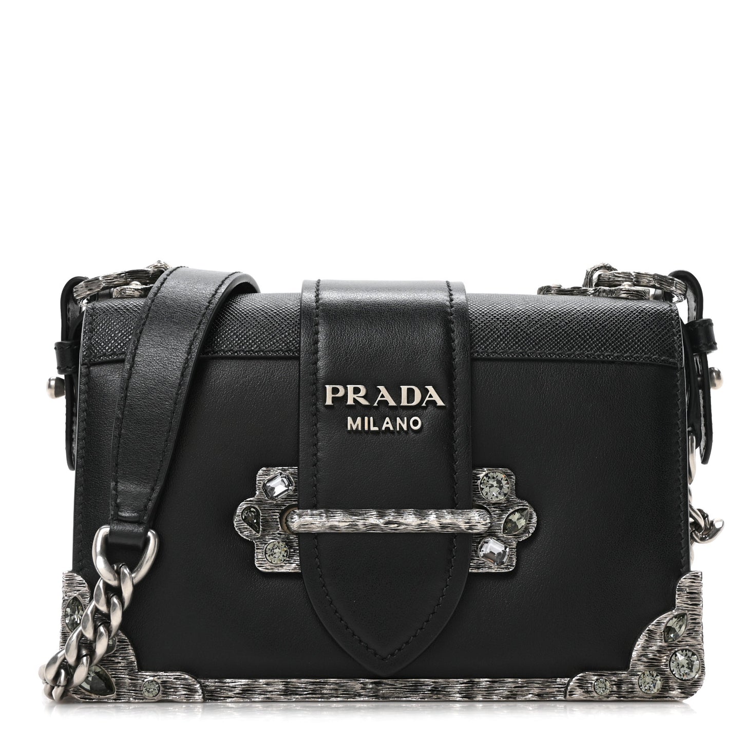 Crystal City Calf Saffiano Cahier Shoulder Bag Black