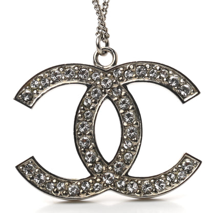 Chanel Crystal CC Pendant Necklace Silver 4 of 5