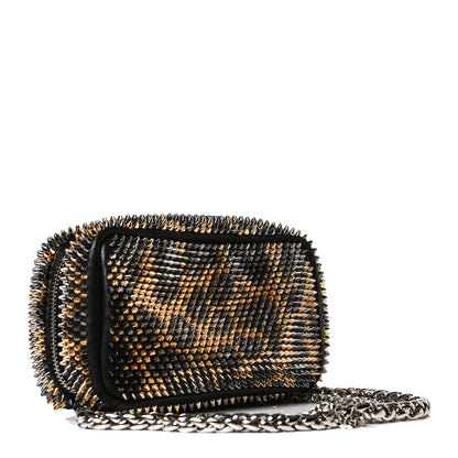 Christian Louboutin Nappa Mini Spikes Leopard Piloutin Wristlet Clutch Black 3 of 12