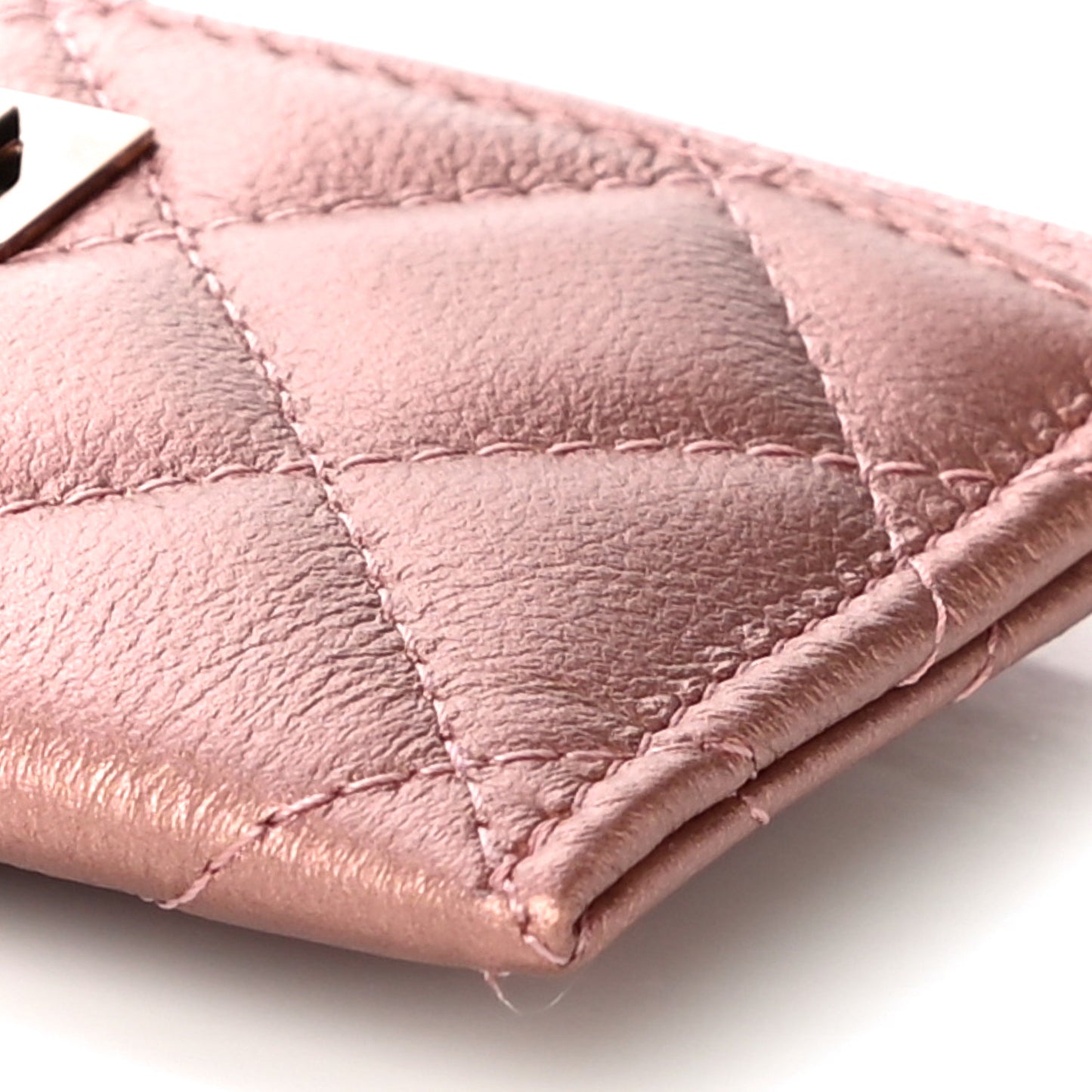 Metallic Caviar Quilted Reissue Card Holder Rose Gold