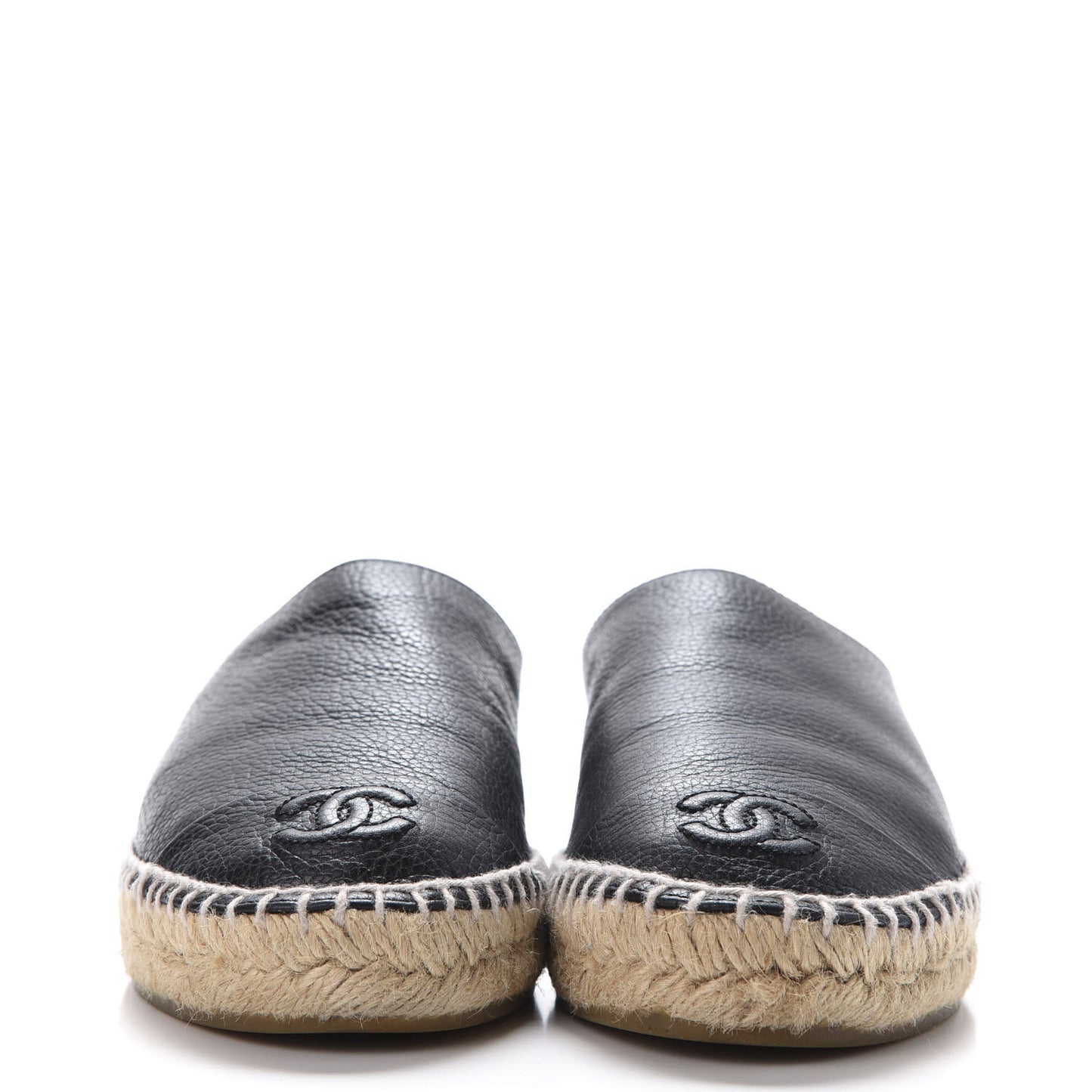 Grained Calfskin CC Espadrilles 37 Black