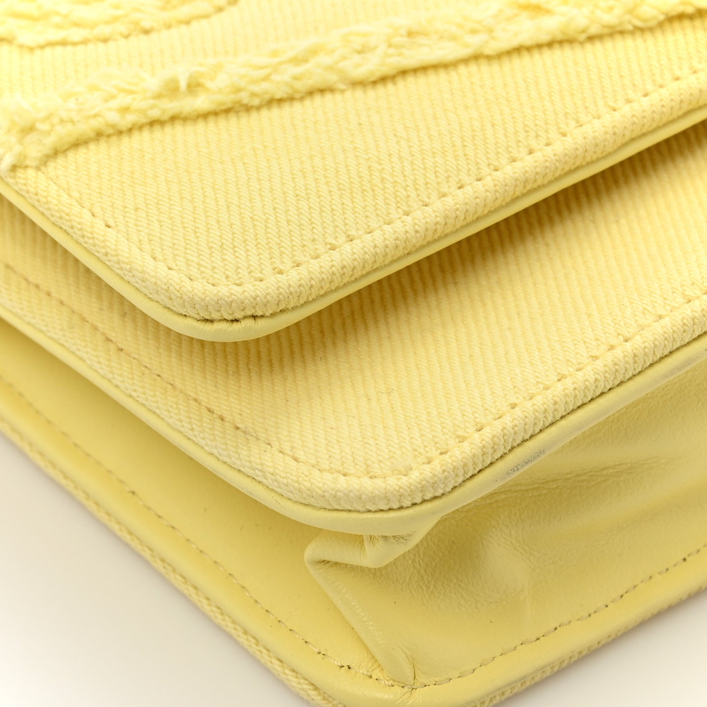 Denim Quilted Coco Wallet On Chain WOC Yellow