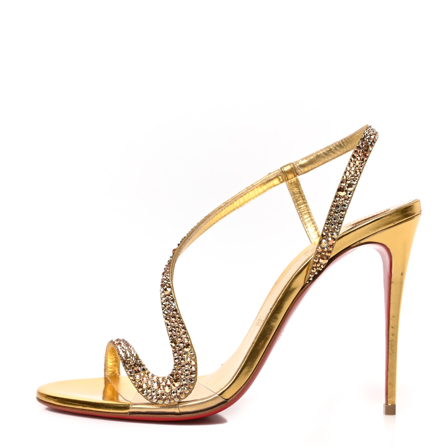 Crystal Strass Rosalie 100 Sandals 38 Cry Aurum Gold