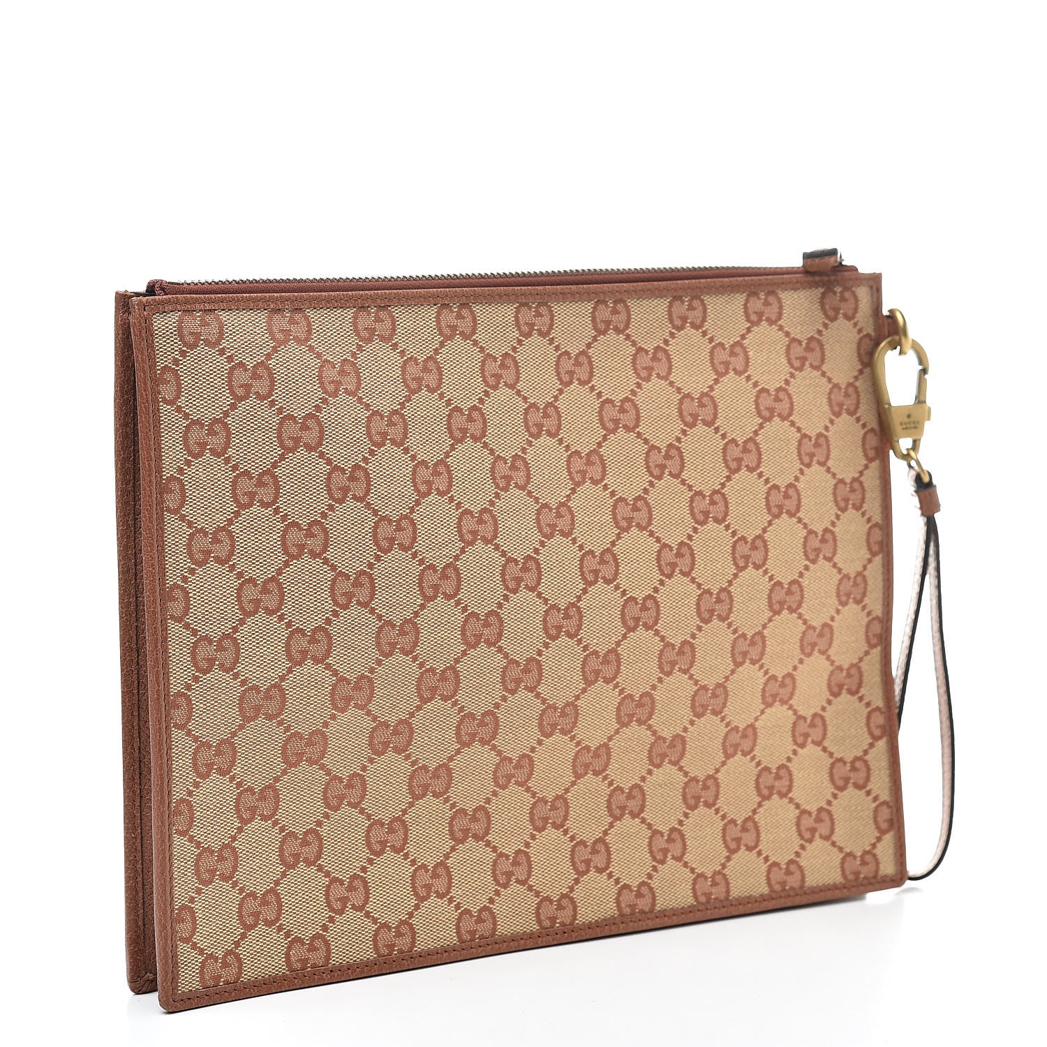 Gucci X MLB GG Monogram SF Giants Zip Wristlet Pouch Beige Ruggine Ivory 3 of 7