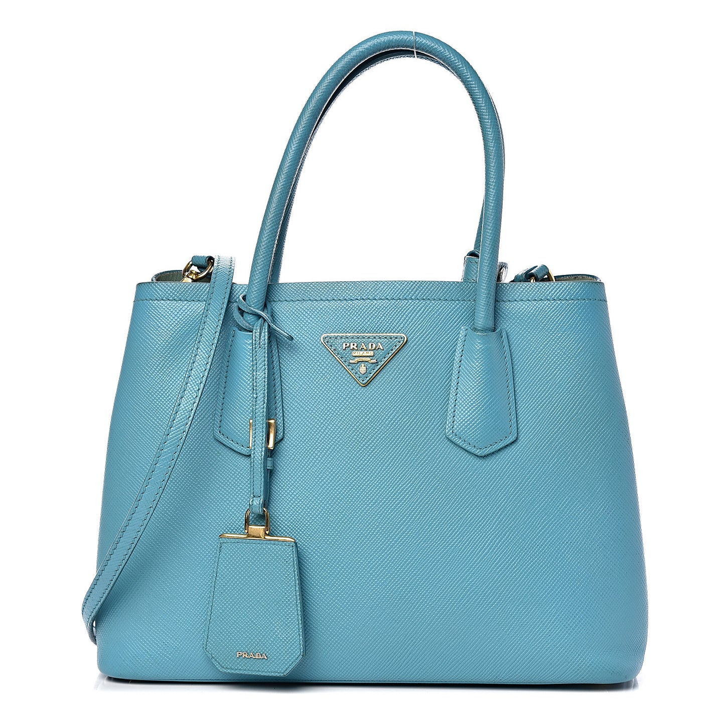 Saffiano Cuir Small Double Bag Turchese