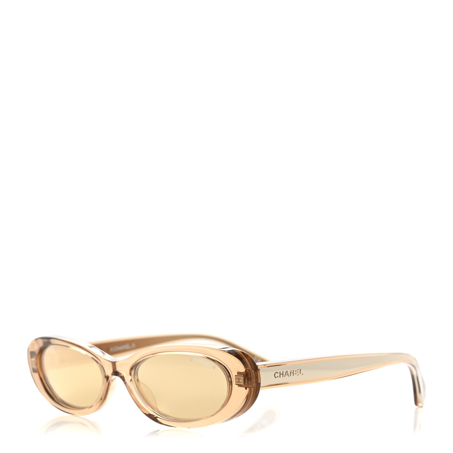 Chanel Acetate 24K Gold Mirror Oval Sunglasses 71725 Light Orange 1 of 8