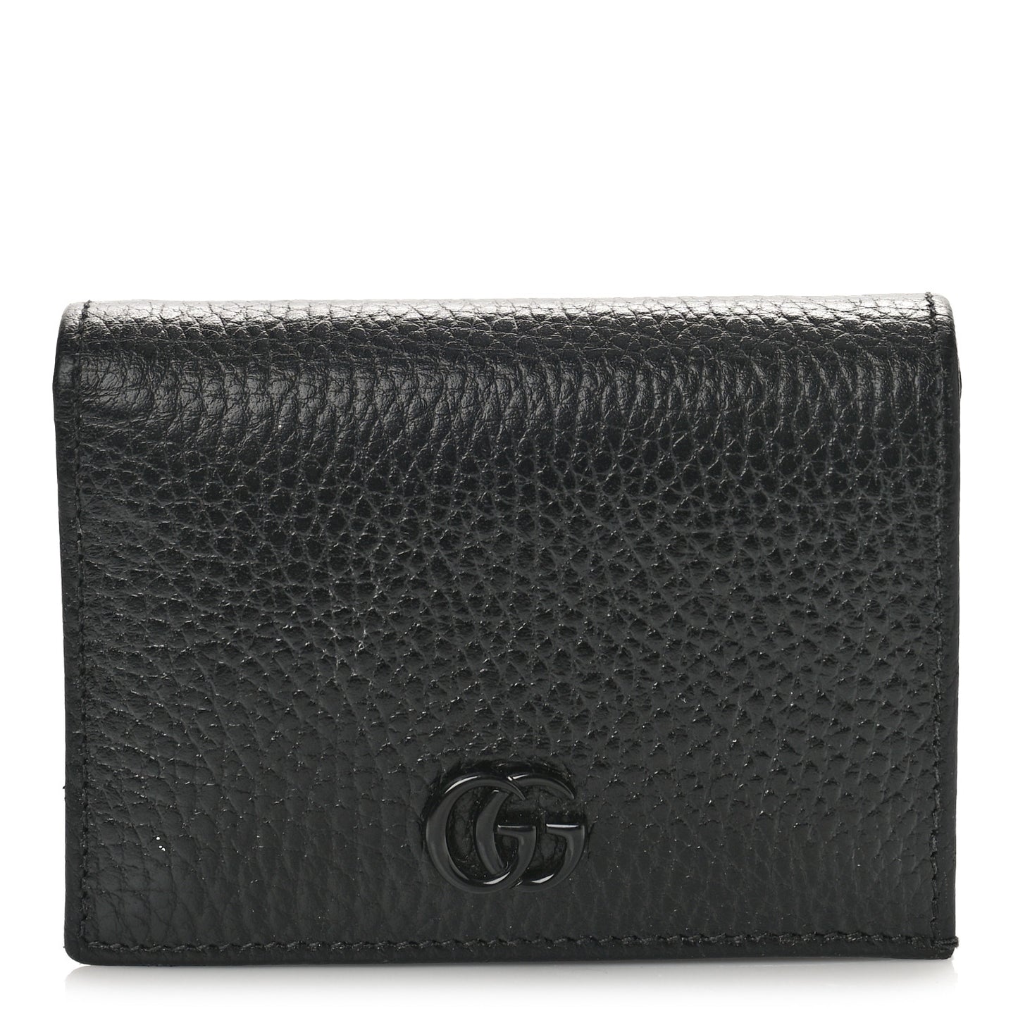 Dollar Calfskin Enamel Monochrome GG Marmont Card Case Black