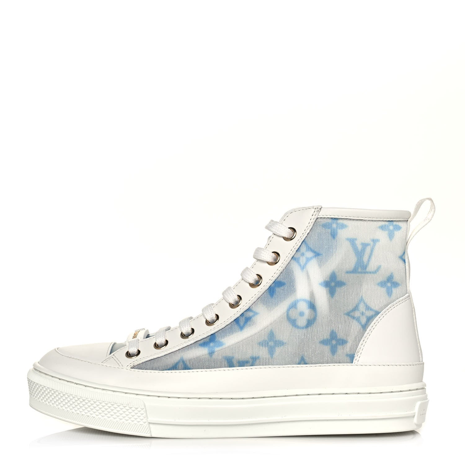 Louis Vuitton Technical Fabric Calfskin Monogram Printed Stellar Sneaker Boots 35 Blue 1 of 6