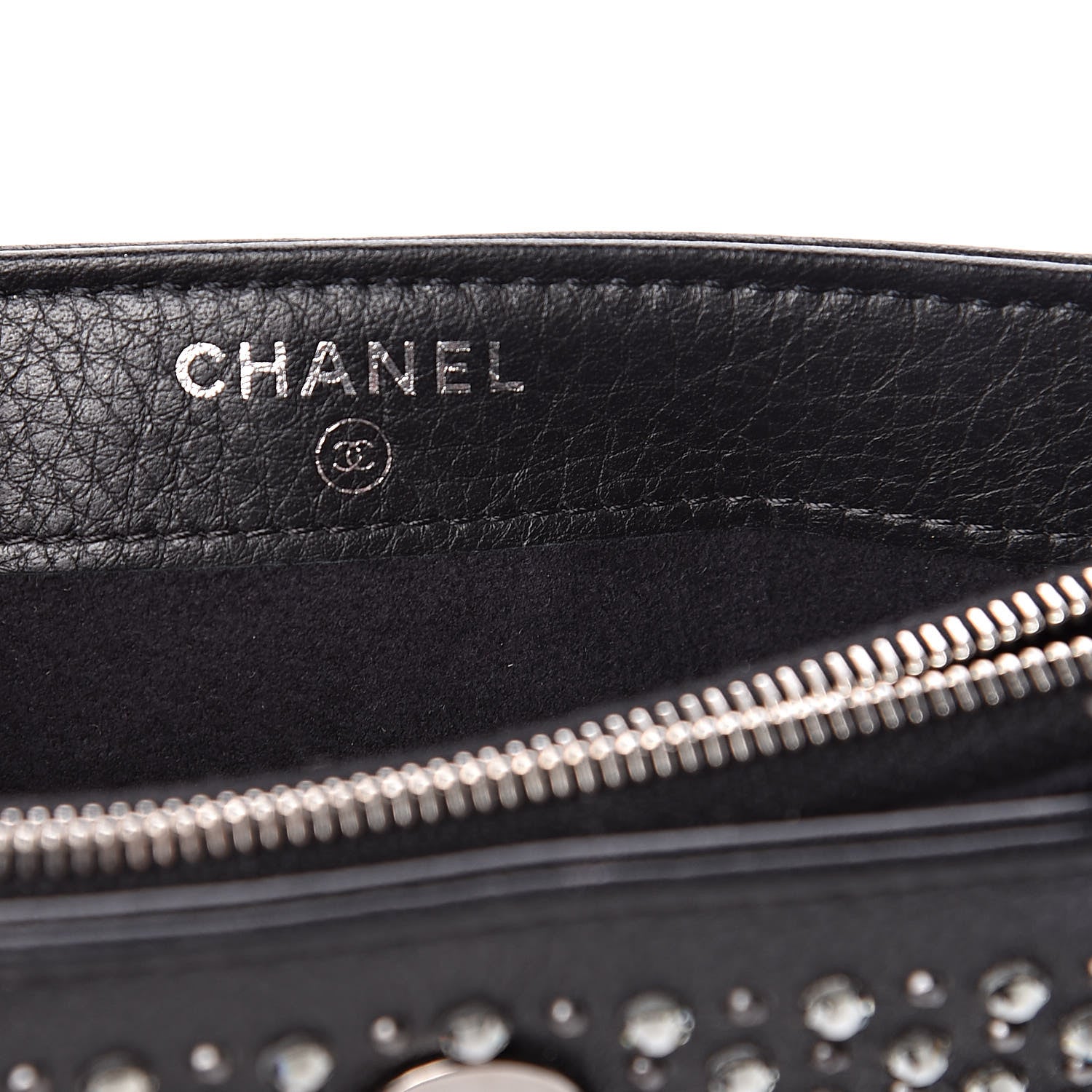 Chanel Calfskin Strass Studded Mini Phone Holder Clutch Black 10 of 14