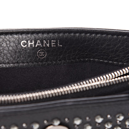 Chanel Calfskin Strass Studded Mini Phone Holder Clutch Black 10 of 14