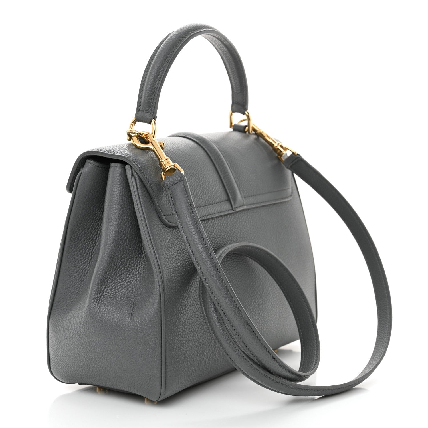 Celine Grained Calfskin Small 16 Top Handle Bag Medium Grey 3 of 15