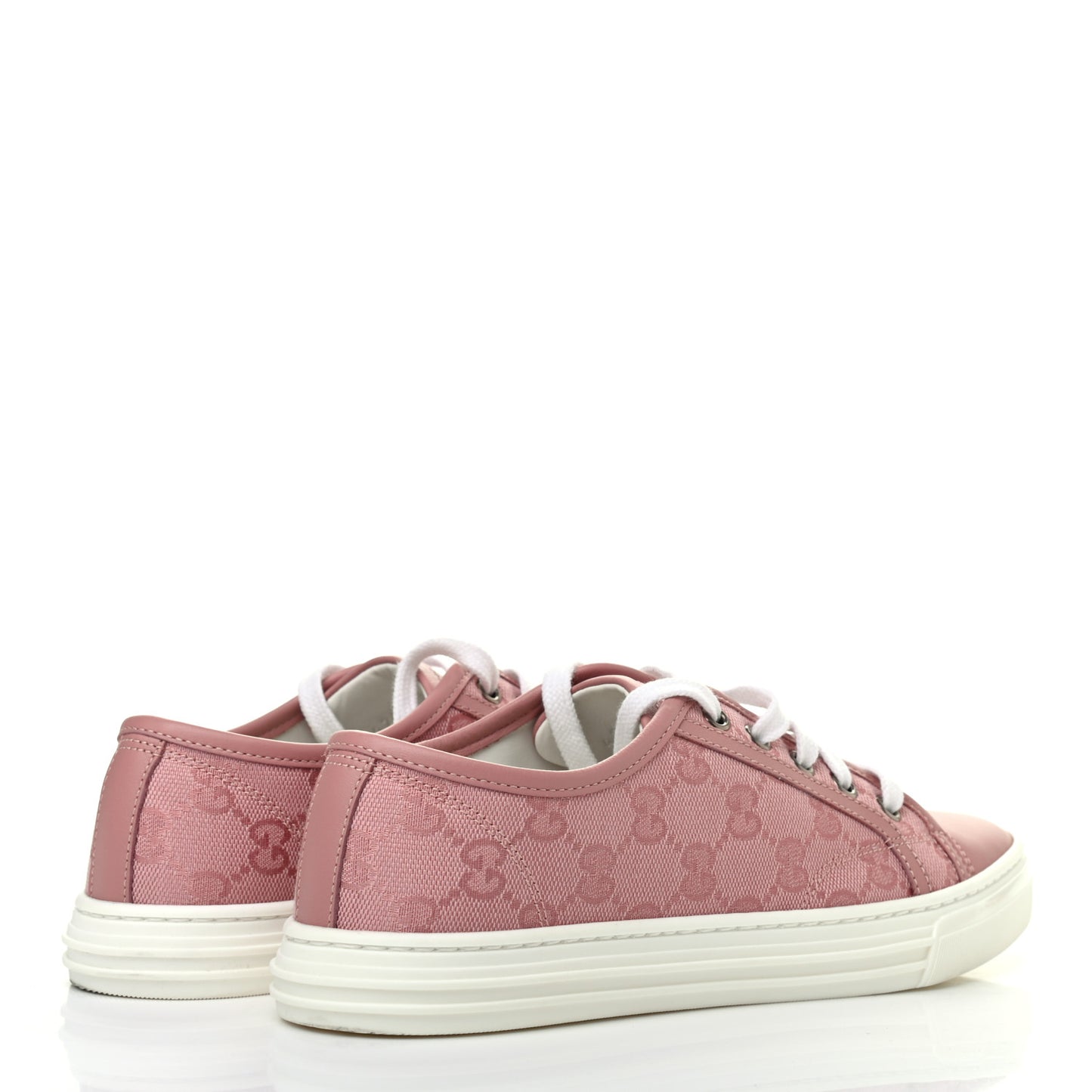 GG Monogram Calfskin Womens Low Top Sneakers 37 Pink Soft Pink