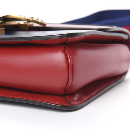 Gucci Calfskin Sylvie Web Queen Margaret Shoulder Bag Blue Agata Hibiscus Red Mystic White 9 of 12