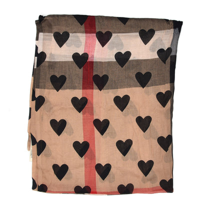 Burberry Modal Cashmere Silk Check Heart Print Lightweight Scarf 3 of 5