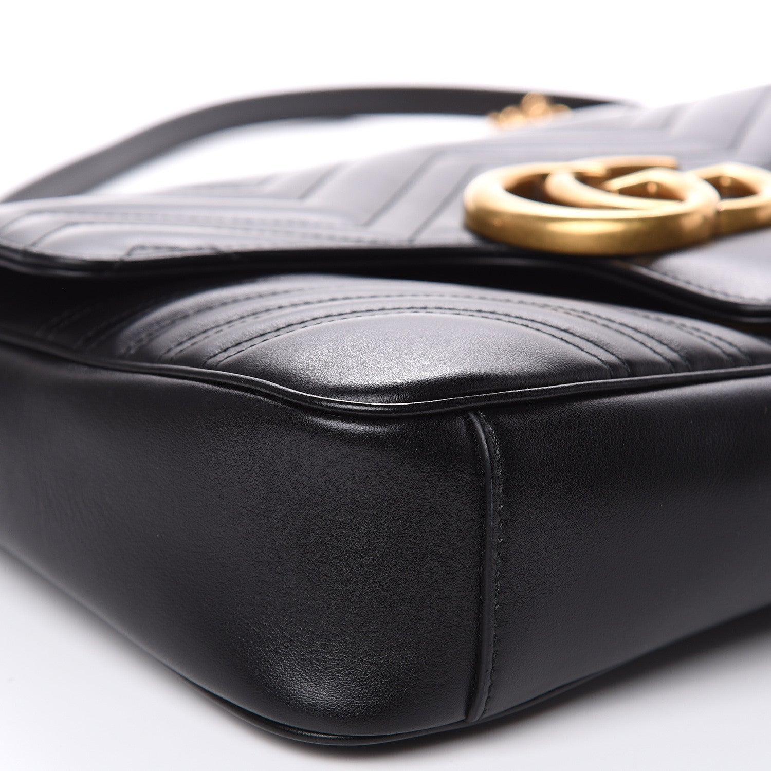 Gucci Calfskin Matelasse Medium GG Marmont Shoulder Bag Black 8 of 10